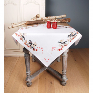 178255_Набор для вышивания скатерти "Синички с красными ягодами"