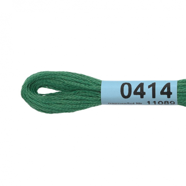 Нитки для вышивания Gamma мулине (0207-0819) 100% хлопок 24 x 8 м цв.0414 зеленый