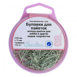 106102_Булавки-гвоздики для пайеток, короткие в пластиковом контейнере
