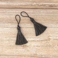 183401_Кисть декоративная на шнуре, длина 45 мм, цвет черный