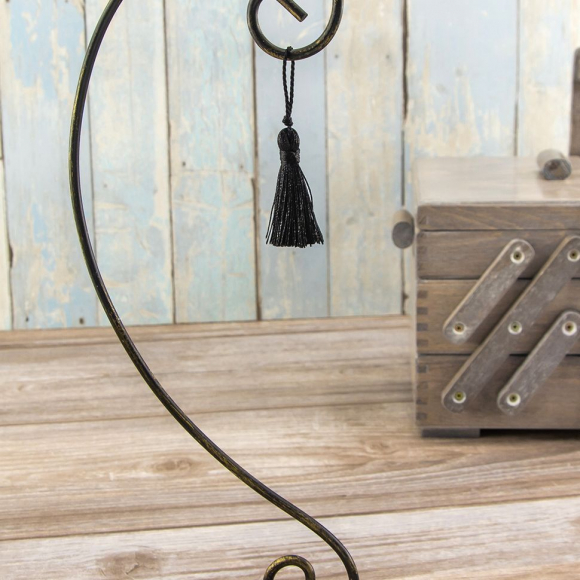 183401_Кисть декоративная на шнуре, длина 45 мм, цвет черный