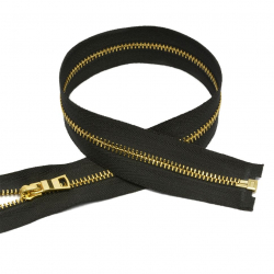 Молния MaxZipper мет. №3 золото шлиф.звено, 45 см цв.F322 черный уп.10шт