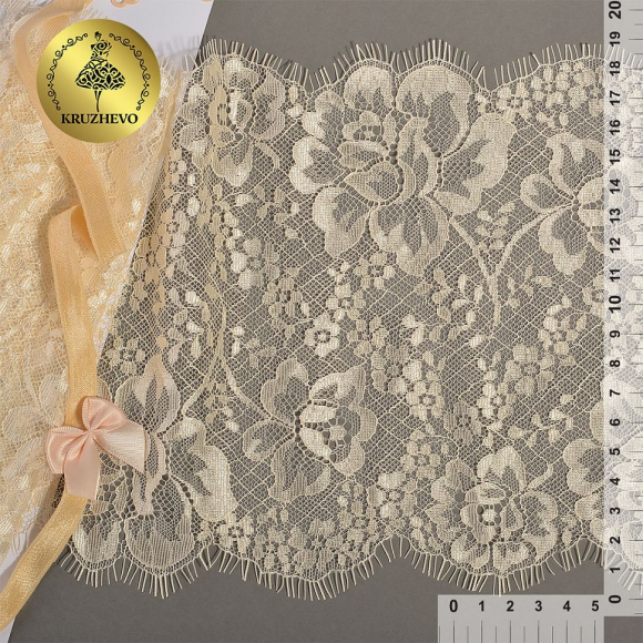 Кружево реснички KRUZHEVO арт.TBY.C6 шир.190мм цв.бежевый уп.3м