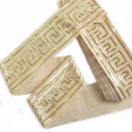 Лента отделочная жаккардовая арт.TBY.1906-3 шир.50 мм цв.шелковое золото уп.8,2 м