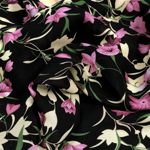 Ткань Штапель TBY Vi-32011-c1 плот 110г/м2 100% вискоза шир. 145 см цв.с1 черный рул.25м Ткань Штапель TBY Vi-32011-c1 плот 110г/м2 100% вискоза шир. 145 см цв.с1 черный рул.25м