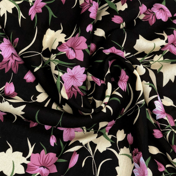 Ткань Штапель TBY Vi-32011-c1 плот 110г/м2 100% вискоза шир. 145 см цв.с1 черный рул.25м Ткань Штапель TBY Vi-32011-c1 плот 110г/м2 100% вискоза шир. 145 см цв.с1 черный рул.25м