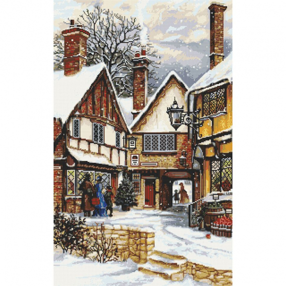 161508_Картина стразами "Город перед Рождеством"