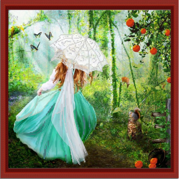 Рисунок на ткани (Бисер) КОНЁК арт. 9805 Леди Лето 40х40 см