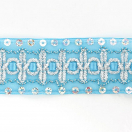 Тесьма с пайетками TBY арт.TH182 шир.38мм цв.020 голубой уп.18,28м
