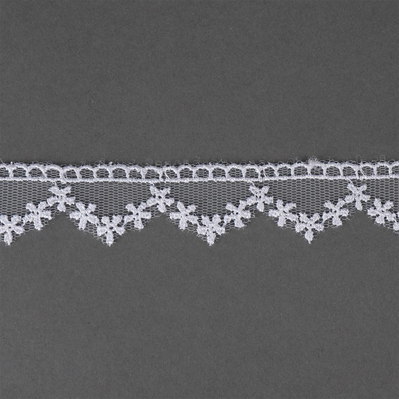 Кружево на сетке арт.TR.7018 шир.20мм цв.01 белый уп.9м