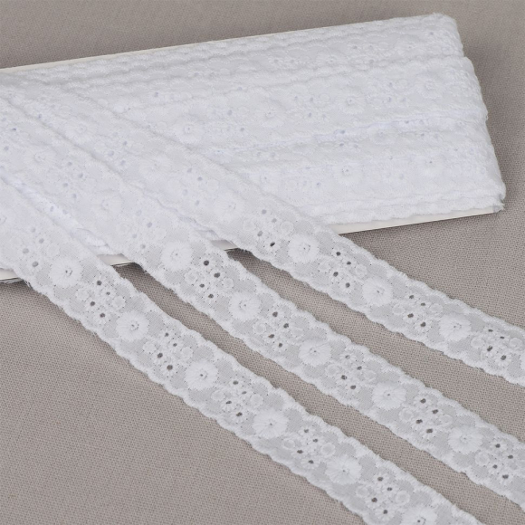 Кружево шитье хлопок KRUZHEVO арт.TBY.1478 шир.17мм цв.01 белый, уп.13,71м