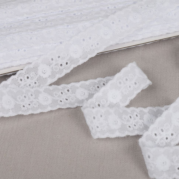 Кружево шитье хлопок KRUZHEVO арт.TBY.1478 шир.17мм цв.01 белый, уп.13,71м