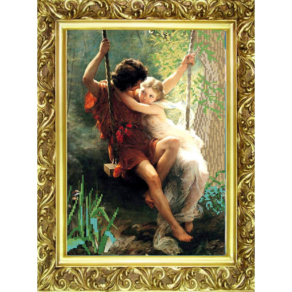 Рисунок на ткани (Бисер) КОНЁК арт. 9621 Влюбленные на качелях 25х40 см