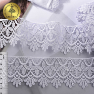 Кружево гипюр KRUZHEVO арт.TR.8G8254 шир.62мм цв.03 белый уп.9м