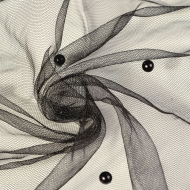 Фатин с бусинами арт.с223-01 шир.150см 100% полиэстер цв.черный рул.15-28м