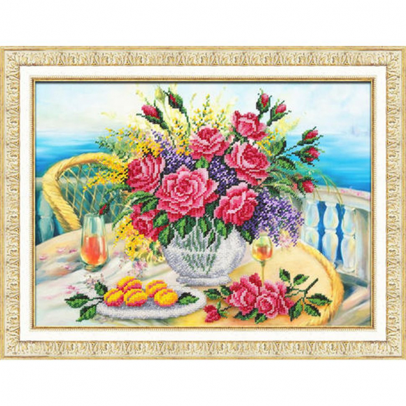 Набор для вышивания бисером ПАУТИНКА арт.Б-1244 Приморский натюрморт 38х28 см Набор для вышивания бисером ПАУТИНКА арт.Б-1244 Приморский натюрморт 38х28 см