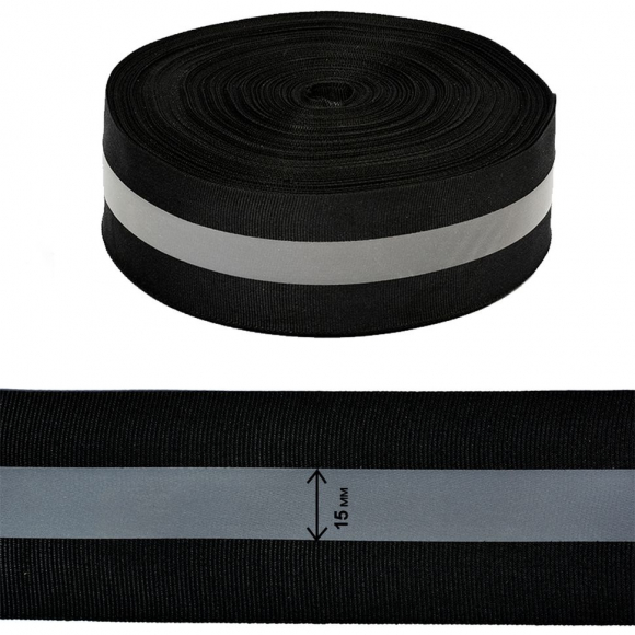 Стропа светоотражающая TBY отр.R200-280 шир.50мм арт.SV.ST50b цв.черный уп.100м