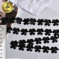 Кружево гипюр KRUZHEVO бантики арт.TR.12246A шир.15мм цв.04 черный уп.9м