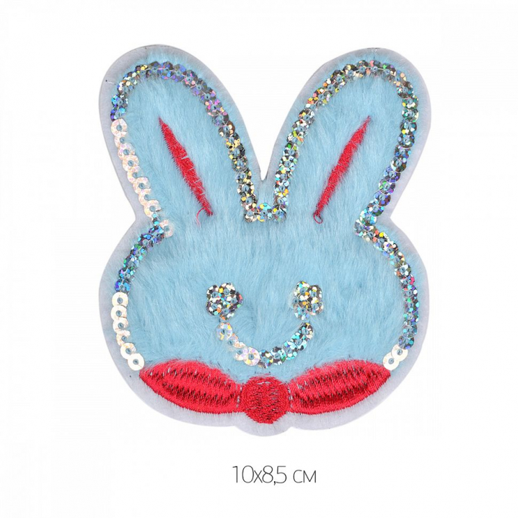 Термоаппликации арт.TBY.2254 Зайка голубой 10х8,5см, уп.10 шт.