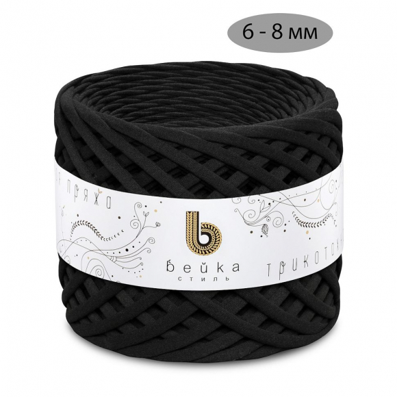 Пряжа трикотажная 100м, 300г, ширина 6-8мм цв.3156 черный