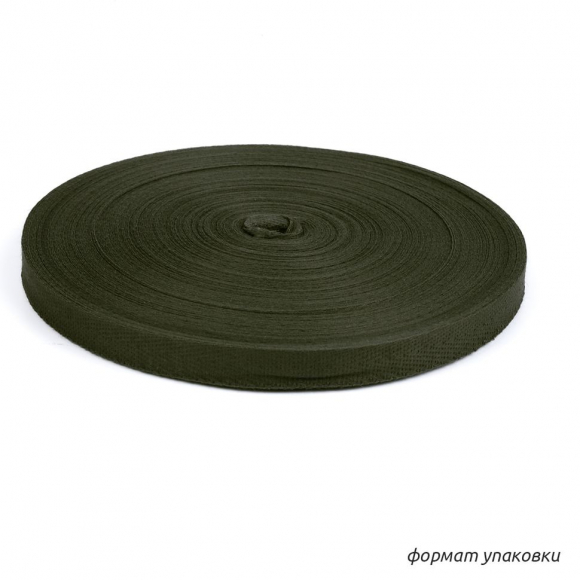 Тесьма киперная 13 мм хлопок 1,8г/см арт.12.2С-253К.13.702 цв.оливковый уп.50м