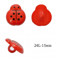 Пуговицы пластик Божья коровка TBY.P-2724 цв.03 красный 24L-15мм, на ножке, 400 шт