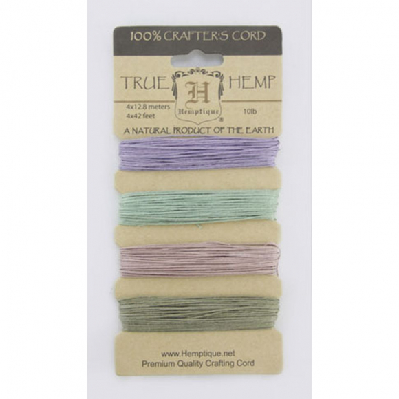 Шнуры на блистере HEMPTIQUE #10 - 0,5 мм, 4 цвета по 12,8 м