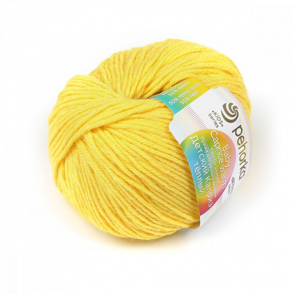 Пряжа для вязания ПЕХ Детский каприз тёплый (50% мериносовая шерсть, 50% фибра) 10х50г/125м цв.027 лимон