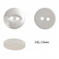Пуговицы пластик арт.TBY.382.15.PW цв.белый перламутр, 24L-15мм, 2 прокола, 200шт