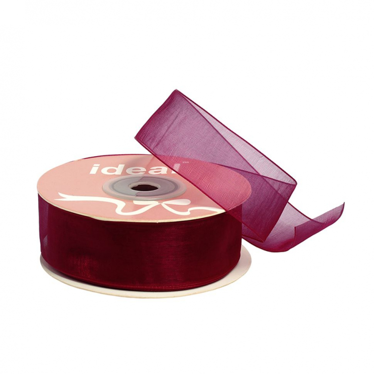 Лента капрон (органза) IDEAL шир.25мм цв.1026 вишневый уп.27,4 м