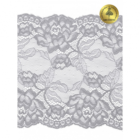 Кружево-стрейч KRUZHEVO арт.TBY.L838 шир.180мм цв.17 серый уп.25м