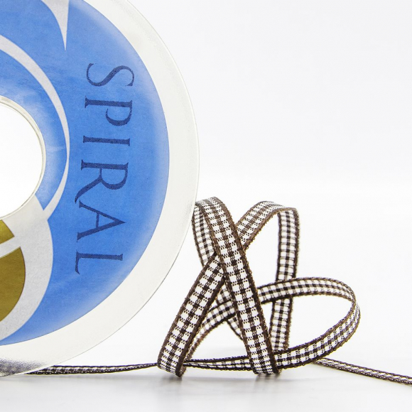 24007_Лента с рисунком клетка SAFISA, 6 мм, 25 м, цвет 17, коричневый