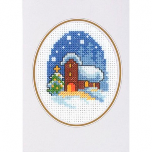 Набор для вышивания PERMIN арт.17-0219 Открытка Рождественский вечер 9х13 см Набор для вышивания PERMIN арт.17-0219 Открытка Рождественский вечер 9х13 см