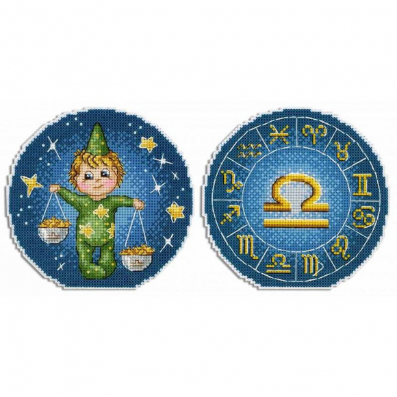 Набор для вышивания ЖАР-ПТИЦА арт.Р-703 Знаки Зодиака. Весы. 12х12 см