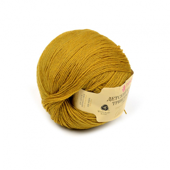 Пряжа для вязания ПЕХ Детский каприз трикотажный (50% мериносовая шерсть, 50% фибра) 5х50г/400м цв.033 золотистая олива
