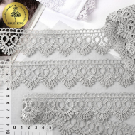 Кружево гипюр KRUZHEVO арт.TR.8GB0784 шир.40мм цв.04 серый, уп.9м