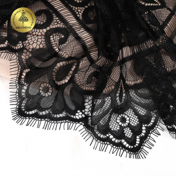 Кружево реснички KRUZHEVO арт.TBY.75230 шир.170мм цв.2 черный уп.3м