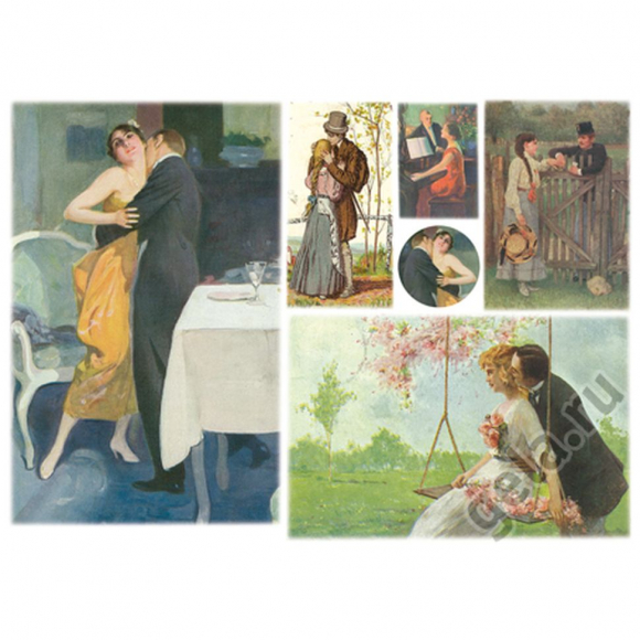 52718_Бумага рисовая "Влюбленные"