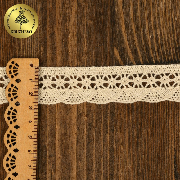 Кружево хлопковое KRUZHEVO 27мм арт.TR.1005 цв.02 молочный, уп.10м