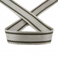16163_Тесьма ременная (стропа) PEGA серая с черными полосами, 30 мм