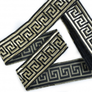 Лента отделочная жаккардовая арт.TBY.1906-1 шир.50 мм цв.черный уп.8,2 м