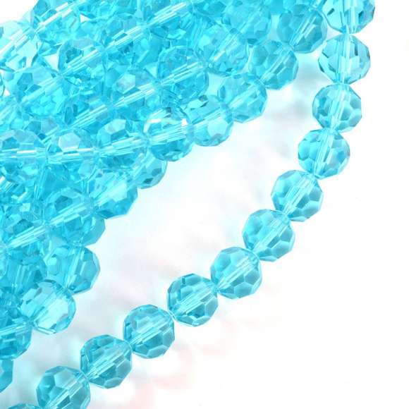 Бусины граненые Рондель (стекло) на нитях арт.TBY-R-2 12мм  цв.04 бирюзовый уп.20шт х50 бусин