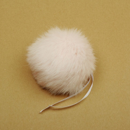 Помпон натуральный арт.RUS.PNK12 Кролик 10-13см цв.св.розовый / пудровый А