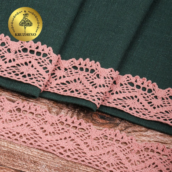 Тесьма вязаная KRUZHEVO 45мм TBY-5235 цв.32 розовый уп.10м