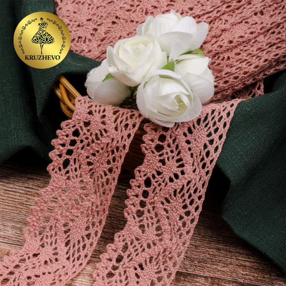 Тесьма вязаная KRUZHEVO 45мм TBY-5235 цв.32 розовый уп.10м