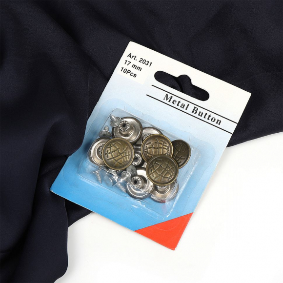 Пуговицы джинсовые  арт.TB 0300-8ap с рис. 17мм  уп.10шт в блистере