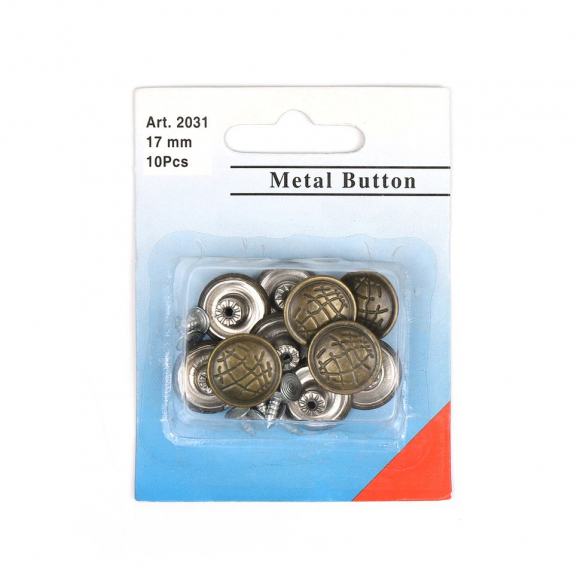 Пуговицы джинсовые  арт.TB 0300-8ap с рис. 17мм  уп.10шт в блистере