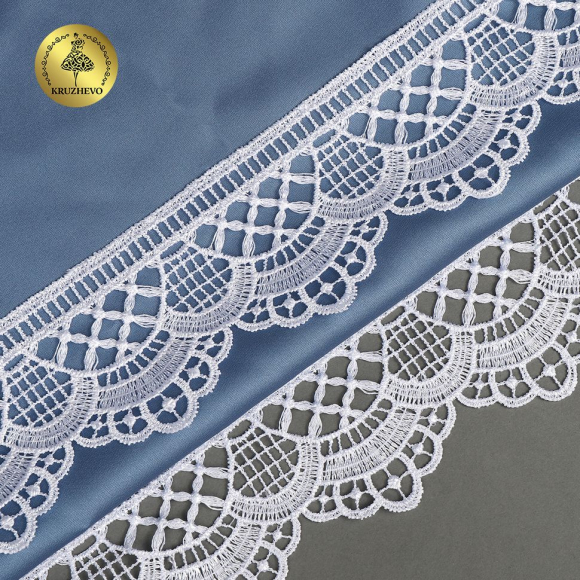 Кружево гипюр матовая нить KRUZHEVO арт.TR.8G8299 шир.55мм цв.01 белый уп.9м