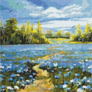 161519_Картина стразами "Васильковое поле"