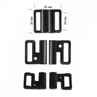 Пряжка-застежка для бюстгальтера пластик TBY-169137 20мм цв.черный, уп.50шт